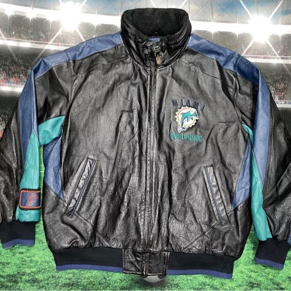 Dolphins レザー ジャケット NFL Miami Dolphins Leather Jacket Team Sports Football Coat By G